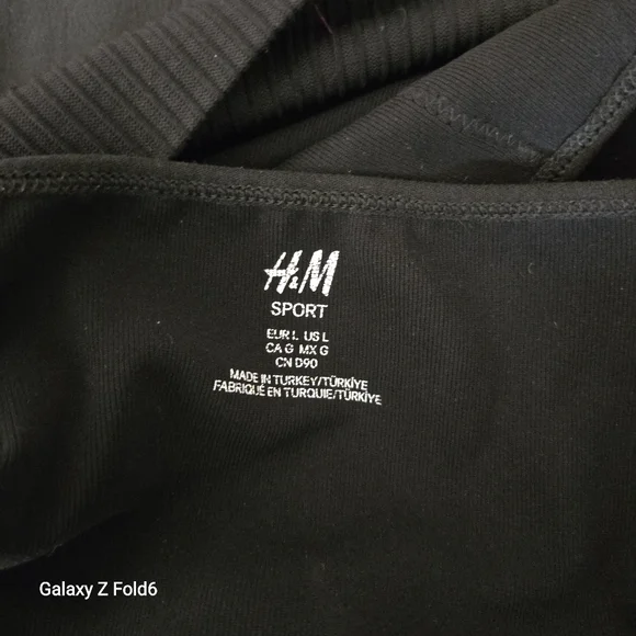 H&M Sport‎ Black Ribbed Hem Crop Tank Top Stretch Nylon Blend Women’s L - Picture 3 of 6